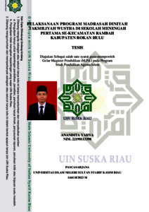 PELAKSANAAN PROGRAM MADRASAH DINIYAH TAKMILIYAH WUSTHA DI SEKOLAH ...